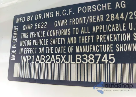 2018 Porsche Macan S z USA, uszkodzony, nr VIN WP1AB2A5XJLB38745